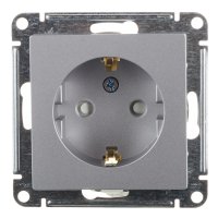Розетка Systeme Electric AtlasDesign встраиваемая алюминий со шторками (ATN000345)