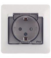 Розетка Systeme Electric Glossa встраиваемая белая со шторками с крышкой (GSL000148)