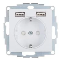Розетка Systeme Electric AtlasDesign встраиваемая белая 2хUSB-А (ATN000130)