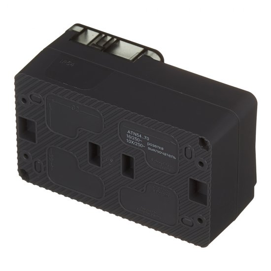 Блок выключатель и розетка Systeme Electric AtlasDesign Profi54 одноклавишный накладной антрацит (ATN544070)