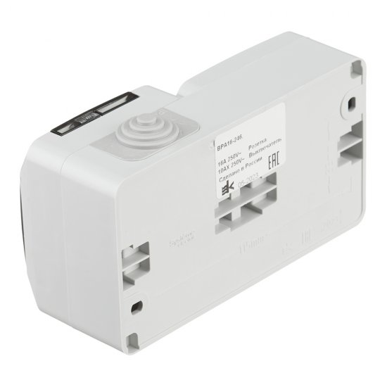 Блок переключатель и розетка Systeme Electric Этюд одноклавишный накладной серый (BPA16-246C)