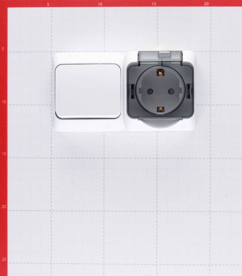Блок выключатель и розетка Systeme Electric Этюд одноклавишный накладной белый (BPA16-241B)