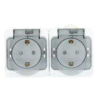 Розетка Systeme Electric Этюд накладная белая со шторками с крышкой (PA16-244B)