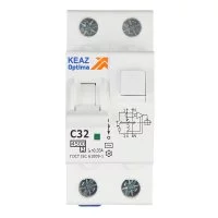 Автомат дифференциальный КЭАЗ OptiDin D63 32А 30 мА 1P+N тип AC 4,5 кА (328101)