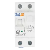 Автомат дифференциальный КЭАЗ OptiDin D63 40А 100 мА 1P+N тип AC 4,5 кА (328109)
