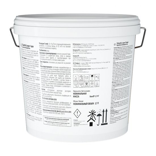 Лак акриловый Tikkurila/Tikkivala Lacquer Aqua основа EP бесцветный 2,7 л матовый