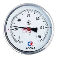 Термометр аксиальный Росма 1/2 НР(ш) d100 мм шток 100х6 мм 120°С (2539)