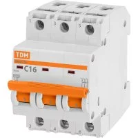 Автомат TDM ВА47-29 3Р, 16 А, 4,5 кА, С