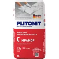 Клей для плитки/ керамогранита/ мозаики/ камня Plitonit С Мрамор белый класс C2 TE 25 кг