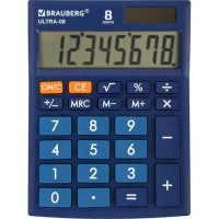 Настольный компактный калькулятор BRAUBERG ULTRA-08-BU