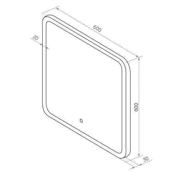 Зеркало с подсветкой квадратное 60х60 см с сенсорным включением Continent Valongo (ЗЛП2392)