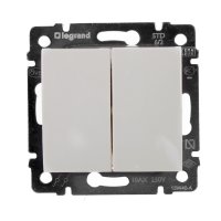 Переключатель двухклавишный - Legrand Valena - 10А 250В схема 6/2 безвинтовые зажимы - слоновая кость