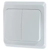 Выключатель встраиваемый Systeme Electric Этюд 2 клавиши с подсветкой, цвет белый