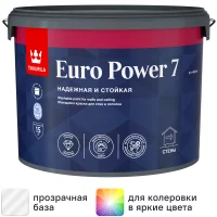 Краска для стен и потолков Tikkurila Euro Power 7 матовая прозрачная база С 9 л