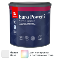 Краска для стен и потолков Tikkurila Euro Power 7 моющаяся матовая цвет белый база А 2.7 л