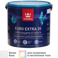Краска для стен и потолков Tikkurila Euro Extra полуматовая цвет белый база А 2.7 л