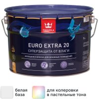 Краска для стен и потолков Tikkurila Euro Extra полуматовая цвет белый база А 9 л