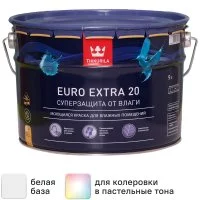 Краска для стен и потолков Tikkurila Euro Extra полуматовая цвет белый база А 9 л