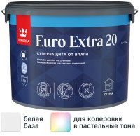 Краска для стен и потолков Tikkurila Euro Extra полуматовая цвет белый база А 9 л