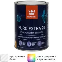 Краска для стен и потолков Tikkurila Euro-20 полуматовая прозрачная база С 0.9 л