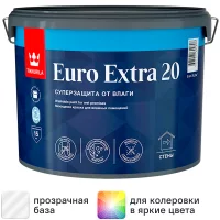 Краска для стен и потолков Tikkurila Euro Extra полуматовая прозрачная база С 9 л