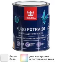 Краска для стен и потолков Tikkurila Euro-20 полуматовая цвет белый база А 0.9 л
