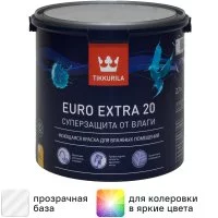 Краска для стен и потолков Tikkurila Euro-20 полуматовая прозрачная база С 2.7 л