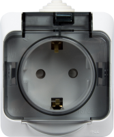 Розетка накладная влагозащищённая Systeme Electric Этюд с заземлением со шторками IP44 цвет белый