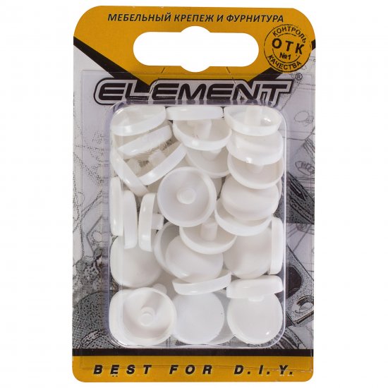 Заглушки рамного дюбеля Element 15 мм пластик цвет белые, 35 шт.