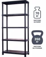 Стеллаж Optimus пластиковый 5 полок 187x90x40 см цвет чёрный нагрузка на полку 70 кг