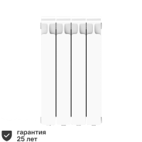 Радиатор секционный Rifar Monolit 500/100 биметалл 4 секции боковое подключение цвет белый