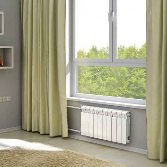 Радиатор секционный Rifar Monolit 350/100 биметалл 12 секций боковое подключение цвет белый