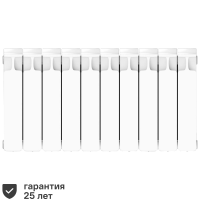Радиатор секционный Rifar Monolit 350/100 биметалл 10 секций боковое подключение цвет белый