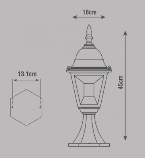 Фонарный столб уличный Inspire Chester, 1xE27x100 Вт, 45 см, IP44