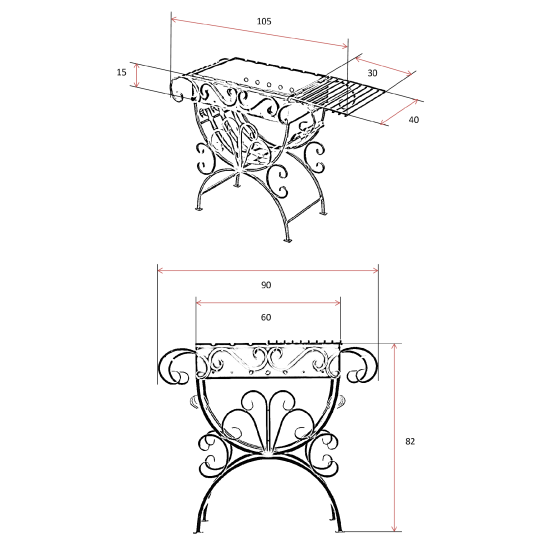 Мангал «Павлин» 40x82x85 см