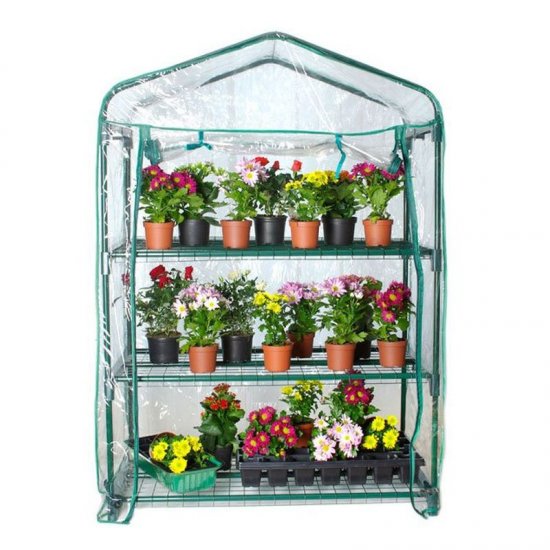 Стеллаж-минитеплица для рассады 3 полки 69x49x125 см сталь/ПВХ