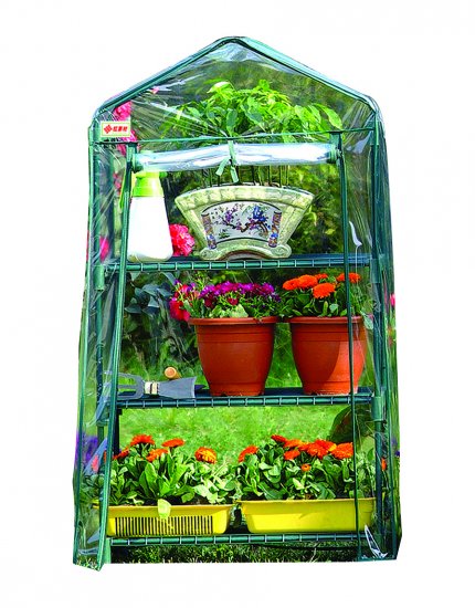 Стеллаж-минитеплица для рассады 3 полки 69x49x125 см сталь/ПВХ