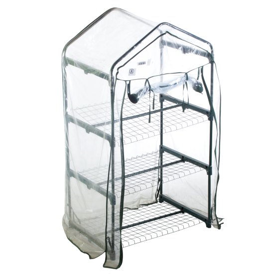 Стеллаж-минитеплица для рассады 3 полки 69x49x125 см сталь/ПВХ