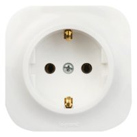 Розетка с заземлением - Legrand Quteo - со шторками IP20 16А 250В винтовые зажимы накладной монтаж - белый