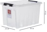 Контейнер Rox Box 58x39x35 см 70 л пластик с крышкой и роликами цвет прозрачный