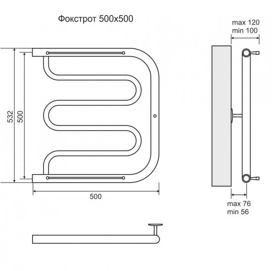 Полотенцесушитель водяной U-образный Equation Фокстрот 50x50 см боковая подводка 1