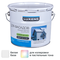 Краска фасадная всесезонная Luxens матовая белая база А 2.7 л