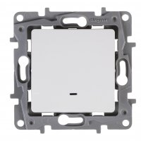 Выключатель одноклавишный с подсветкой/индикацией - Legrand Etika - 10А 250В безвинтовые зажимы - белый