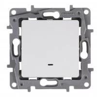 Выключатель одноклавишный с подсветкой/индикацией - Legrand Etika - 10А 250В безвинтовые зажимы - белый