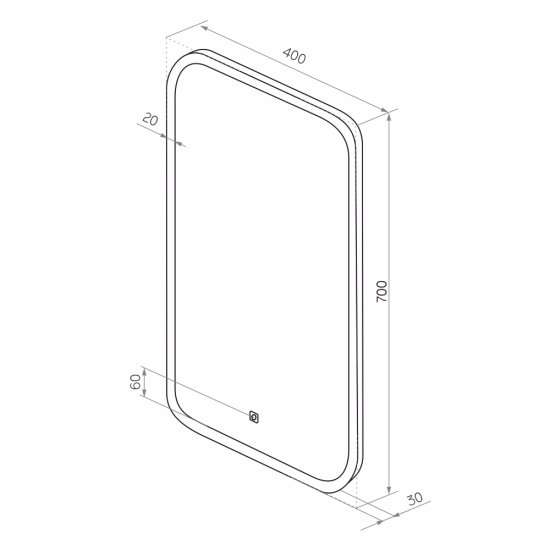 Зеркало с подсветкой прямоугольное 40х70 см с сенсорным включением Continent Horta (ЗЛП2396)