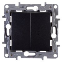 Переключатель двухклавишный с подсветкой/индикацией - Legrand Etika - 10А 250В безвинтовые зажимы - антрацит