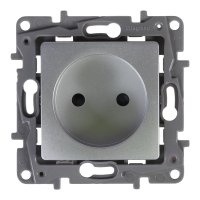 Розетка без заземления - Legrand Etika - со шторками 16А 250В винтовые зажимы - алюминий