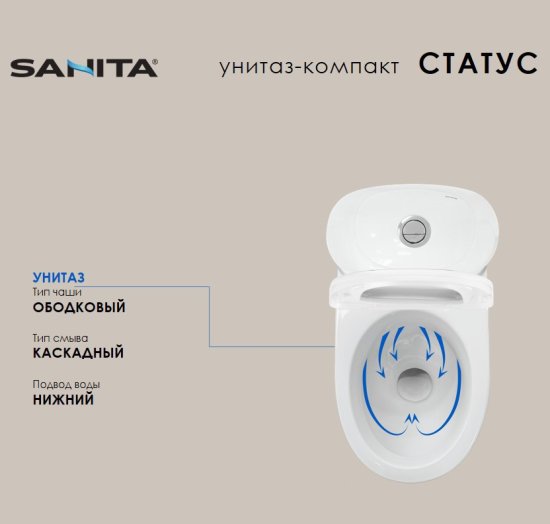 Унитаз-компакт Sanita Статус косой выпуск двойной слив