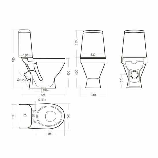Унитаз-компакт Sanita Статус косой выпуск двойной слив