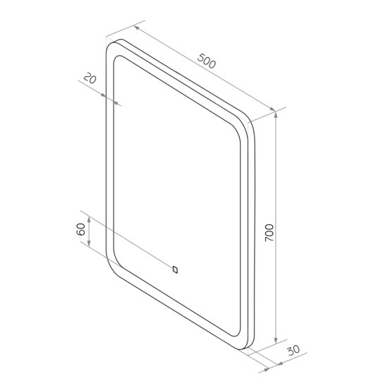 Зеркало с подсветкой прямоугольное 50х70 см с сенсорным включением Continent Horta (ЗЛП2397)